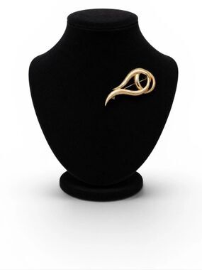 Vintage 60s Gold Tone Abstract Modernist Brooch Pin Mid Century Sculptural 2”